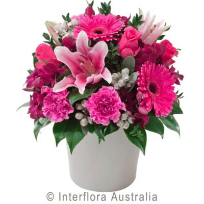 Berry Delight Mixed Flower Arrangment in Ceramic Container