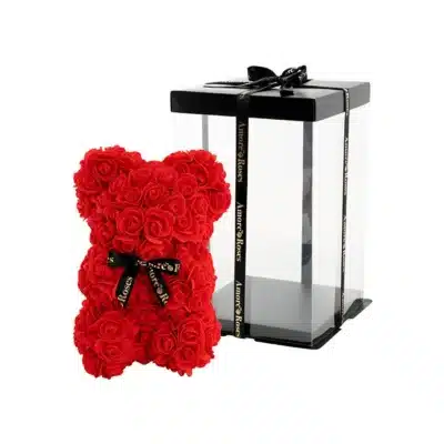 Red Rose bear in clear gift box